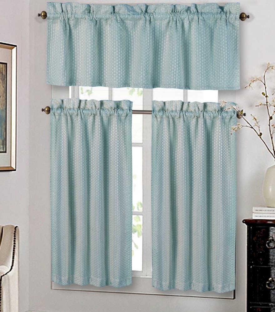 Fabric Printed HAMDEN Kitchen Curtain - Blue - Standard