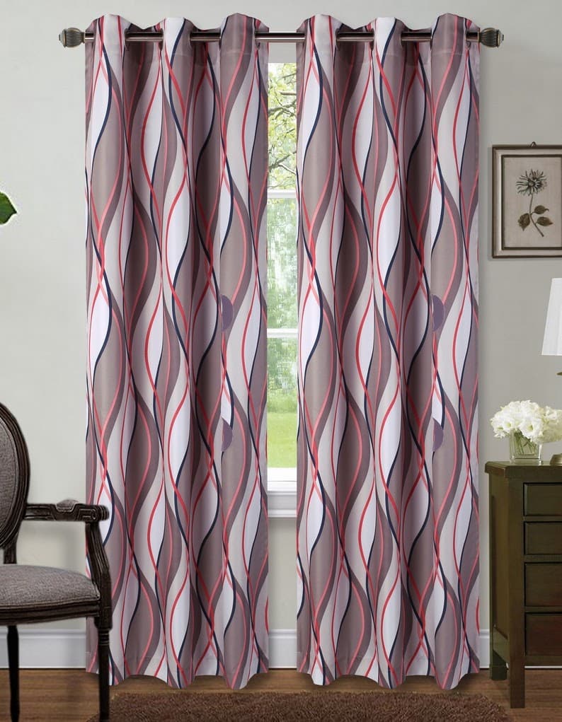 Fabric Printed Window Curtain - Wave - Standard