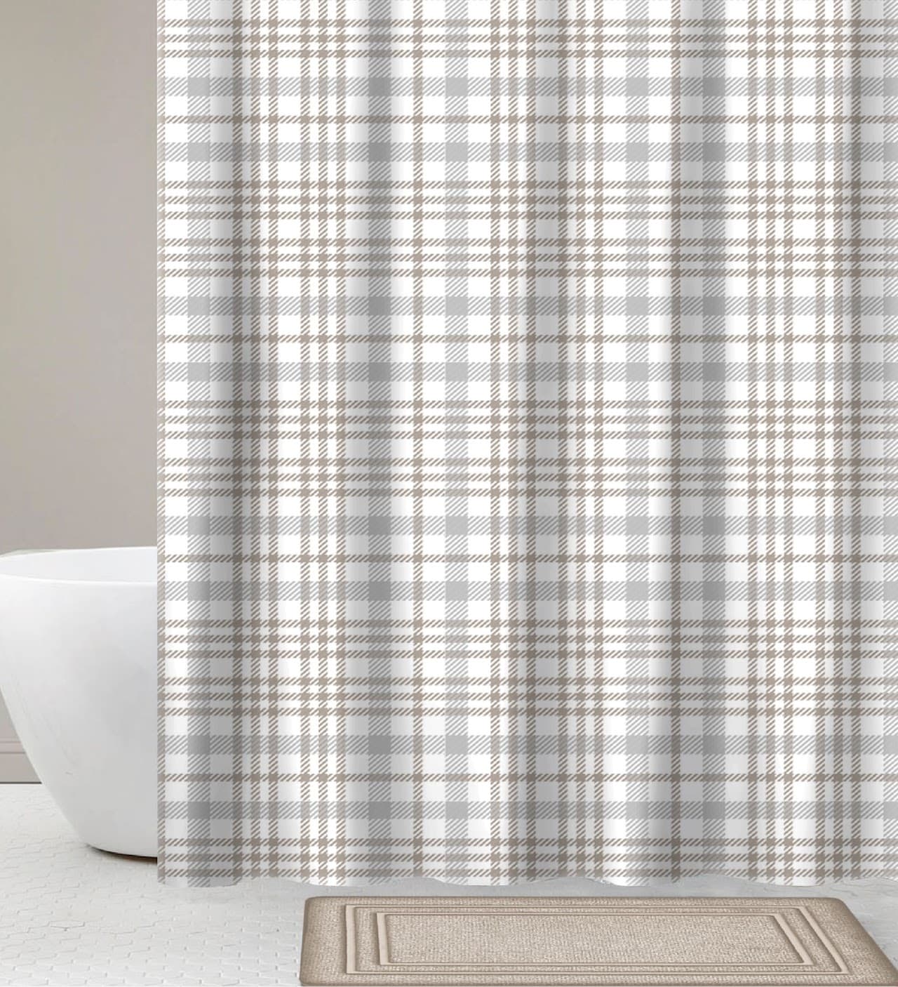 14 Pcs Bath Set - K701542-Plaid - Standard