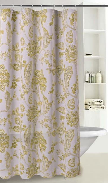 Fabric Printed FLORITA Shower Curtain - Yellow - Standard