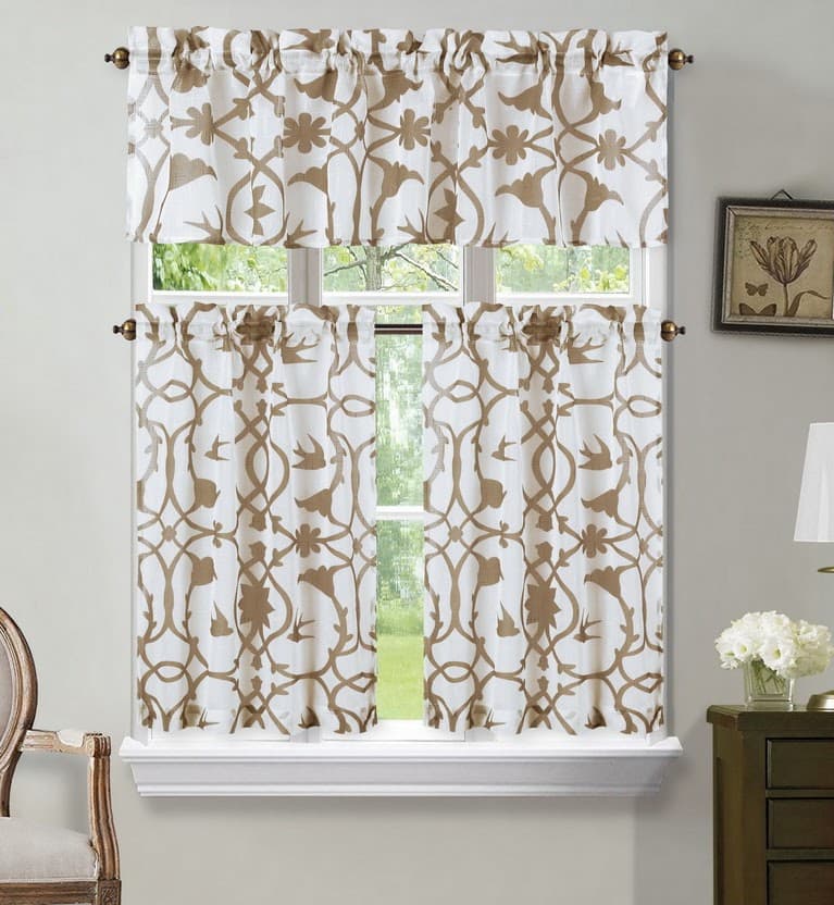 Fabric Printed DAWN Kitchen Curtain - Taupe - Standard