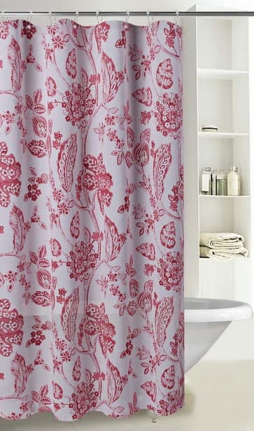 Fabric Printed FLORITA Shower Curtain - Red - Standard