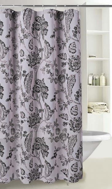 Fabric Printed FLORITA Shower Curtain - Black - Standard