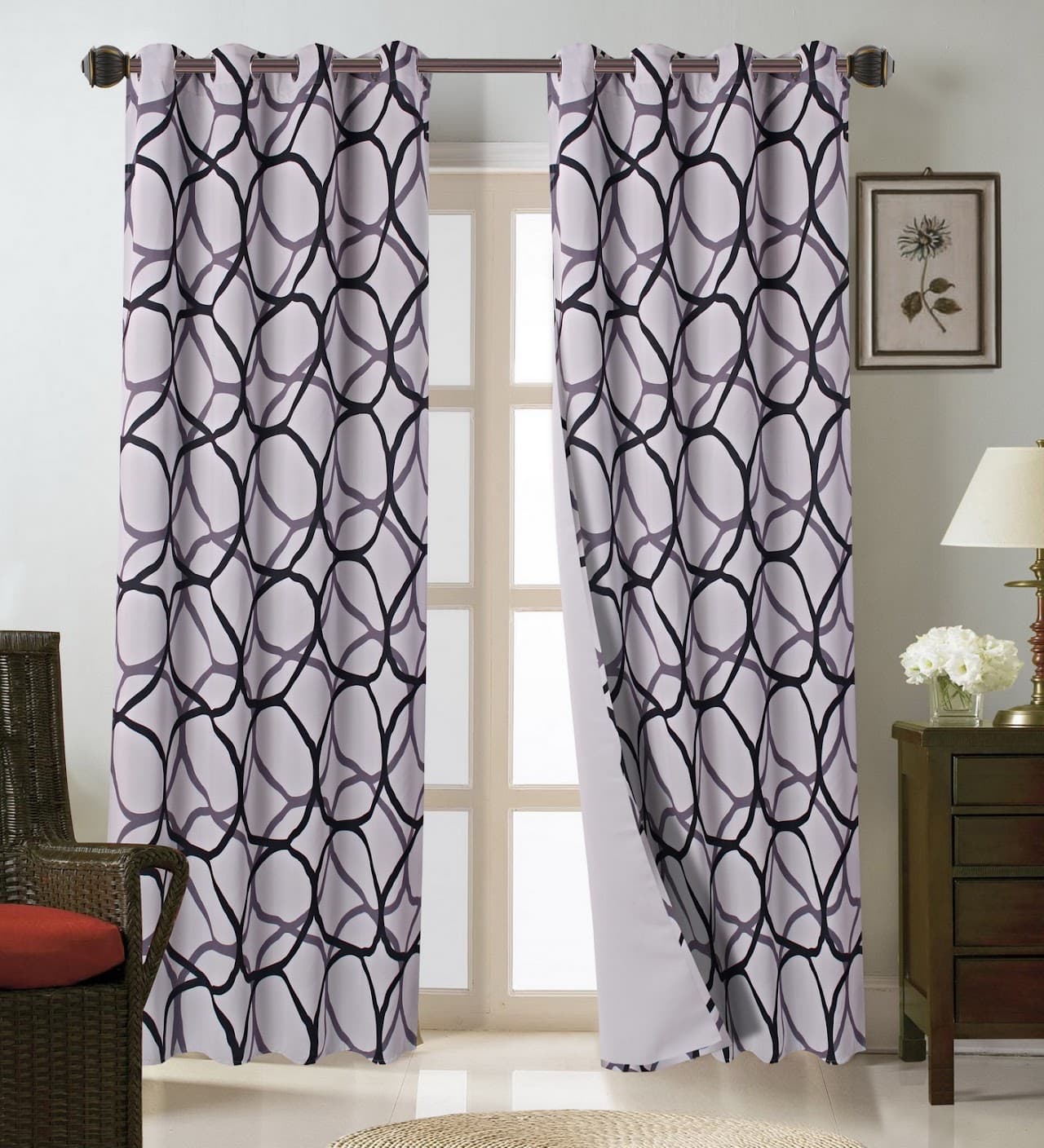 Fabric Printed Window Curtain - Planet - Standard