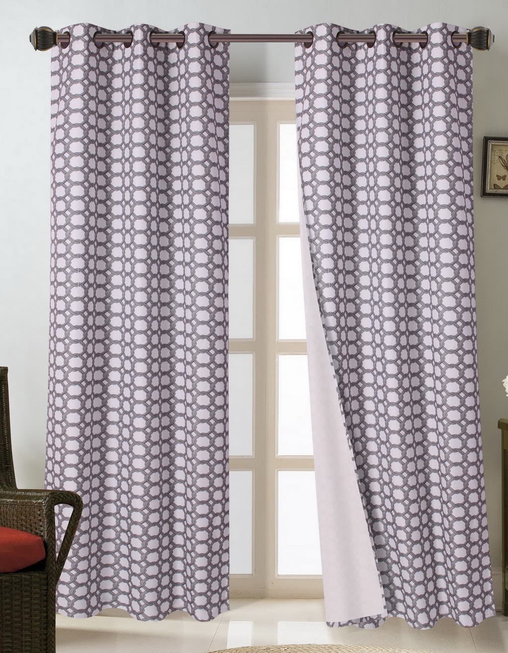 Fabric Printed Window Curtain - Floral - Standard