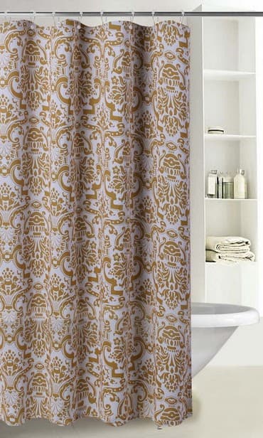 Fabric Printed DAMASK Shower Curtain - Gold - Standard