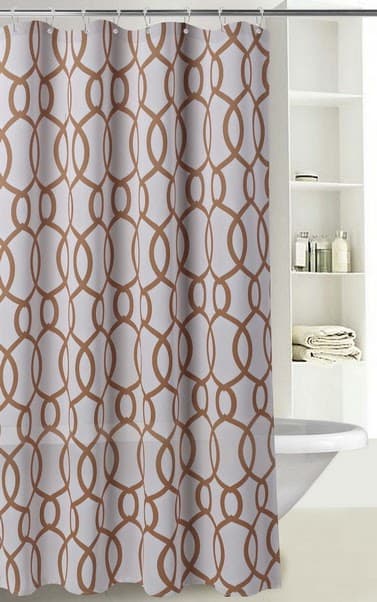 Fabric Printed RETRO Shower Curtain - Taupe - Standard