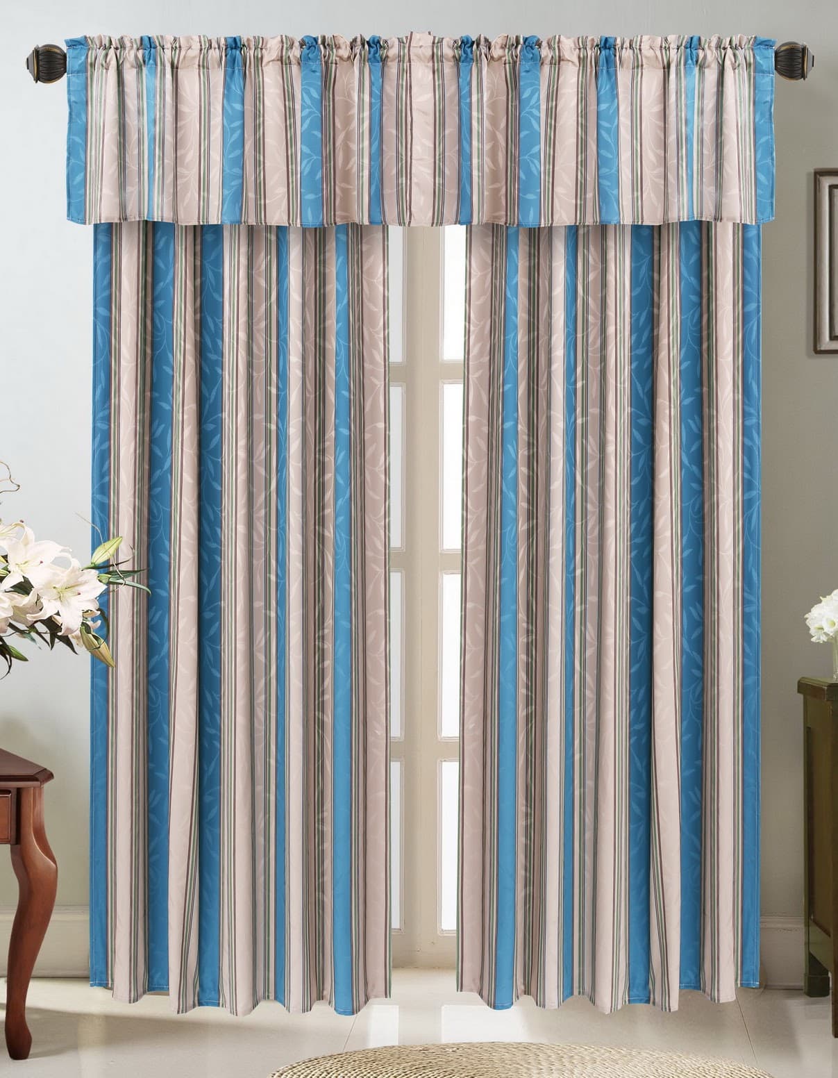 Fabric Printed Window Curtain - Whitefield Stripe - Standard