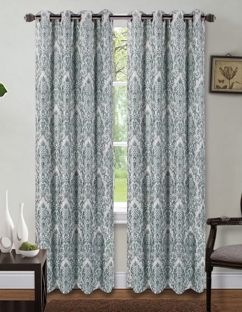 Fabric Printed Window Curtain - Caroline Woven Damask - Standard