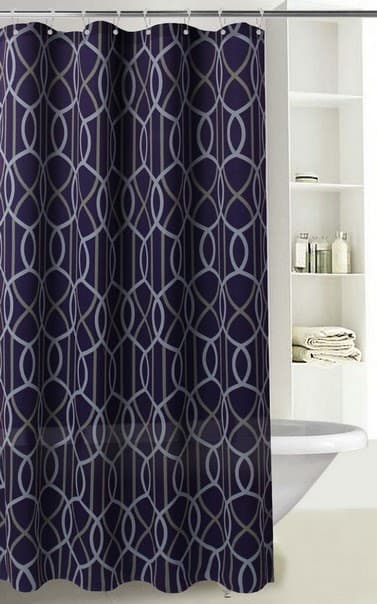 Fabric Printed RETRO Shower Curtain - Navy - Standard